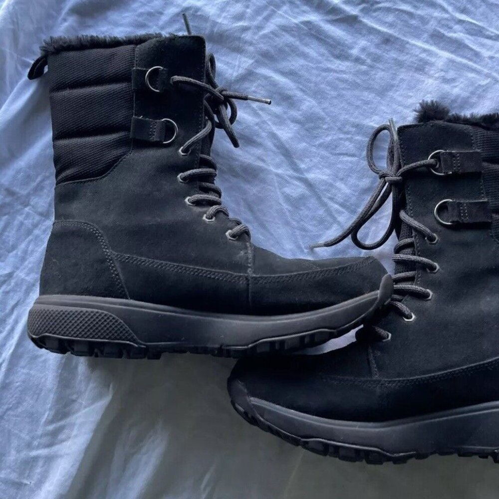 Skechers Black Suede Easy Going Ankle Boots w/ Faux Fur Women’s Size 8 - 15567